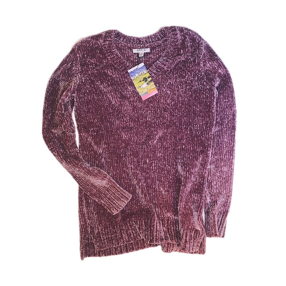 Rustic Maroon Chenille V-Neck Sweater - Women’s Size M